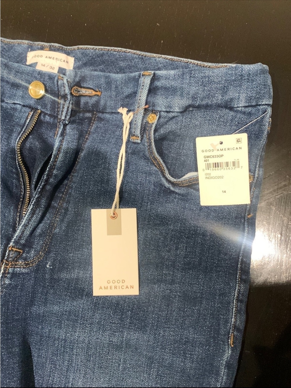 Good American Good Waist Crop Jeans - Medium Blue - Picture 2 of 4